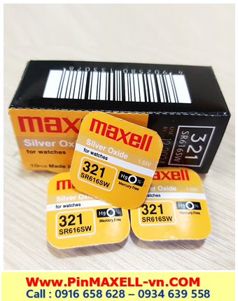 PIn SR616SW _pIN 321; Pin đồng hồ Maxell SR616SW-321 Silver Oxide 1.55v _Made in Japan _Vỉ 1viên