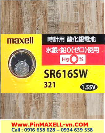 Pin SR616SW _Pin 321; Pin Maxell SR616SW 321 Silver Oxide 1.55v _Cell In Japan