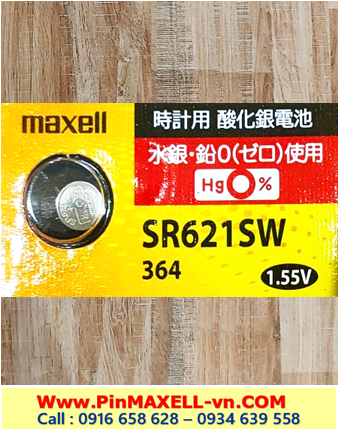 Pin SR621SW _Pin 364; Pin Maxell SR621SW 364 Silver Oxide 1.55v _Cells In Japan