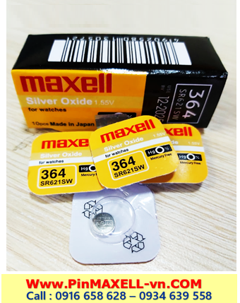 Pin SR621SW _Pin 364; Pin đồng hồ Maxell SR621SW-364 Silver Oxide 1.55v _Made in Japan _Vỉ 1viên