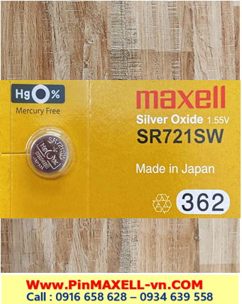 Pin SR721SW _Pin 362; Pin Maxell SR721SW 362 silver oxide 1.55v _Cells in Japan