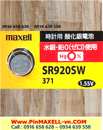 Pin Maxell SR920SW _Pin 371; Pin Maxell SR920SW 371 Silver Oxide 1.55v chính hãng _Cells In Japan