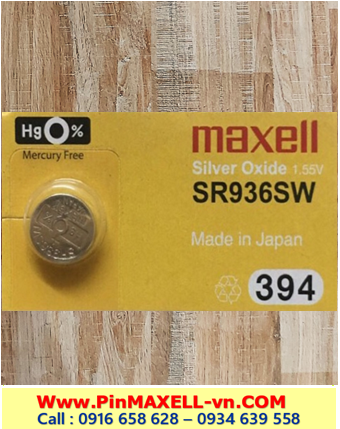 Maxell SR936SW _Pin 394; Pin đồng hồ Maxell SR936SW 394 silver oxide 1.55v _Made in Japan