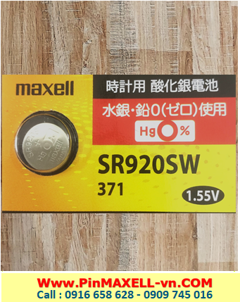 Pin Maxell SR920SW _Pin 371; Pin Maxell SR920SW 371 Silver Oxide 1.55v chính hãng _Cells In Japan